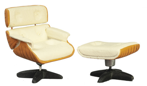 Half Inch Scale Midcentury Modern Chair & Ottoman